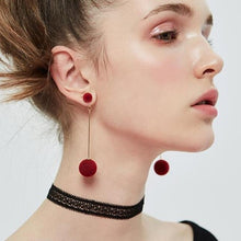 Load image into Gallery viewer, Cute Double Faux Fur Ball Dangle Drop Earrings for Women Red Black Long Oorbellen Pom Pom Pendant Earing Fashion Jewelry
